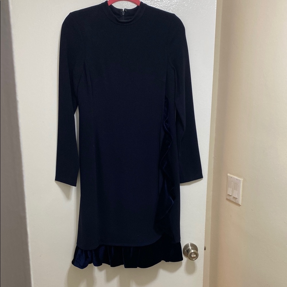 Mikael Aghal long sleeve velvet ruffle dress